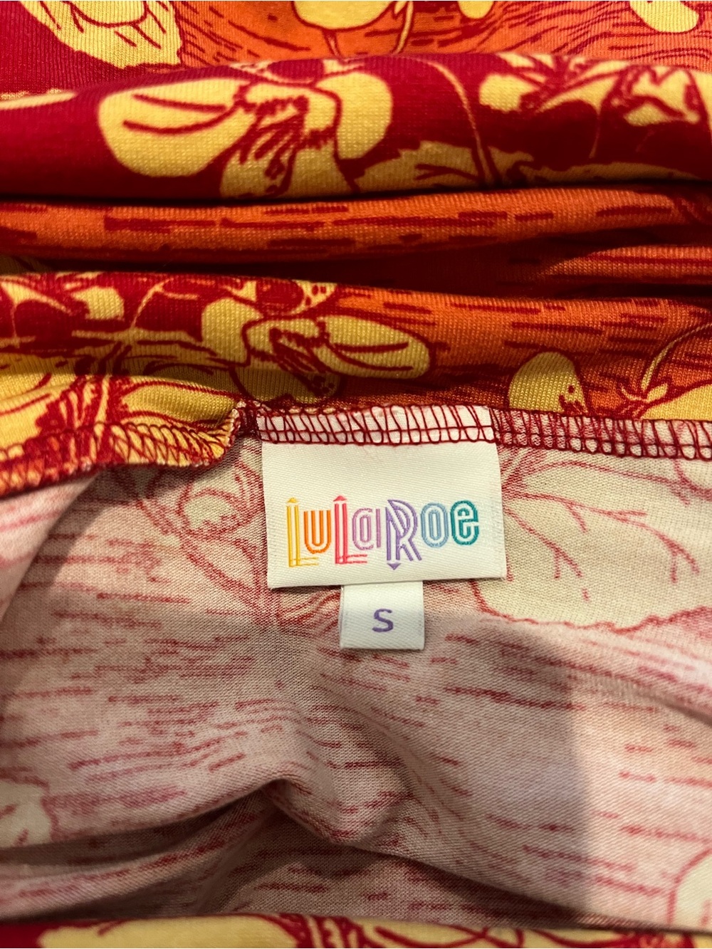 LuLaRoe Red Maxi Skirt with Yellow Floral Print - Picture 2 of 2
